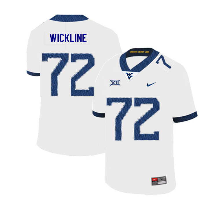 NCAA Men's Kelby Wickline West Virginia Mountaineers White #72 Nike Stitched Football College 2019 Authentic Jersey VR23N25NE